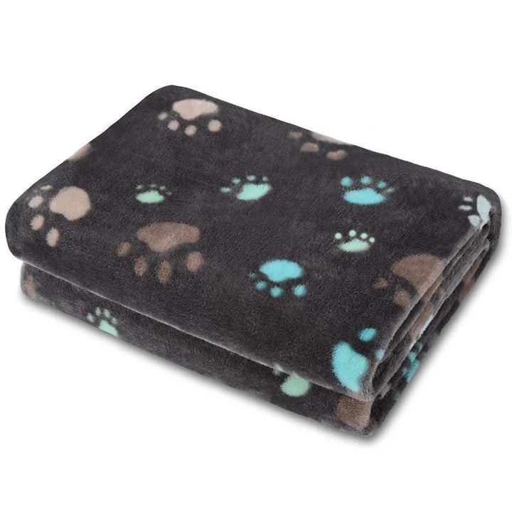 Soft Paw Print Fleece Blanket for Pets - Cozy and Warm