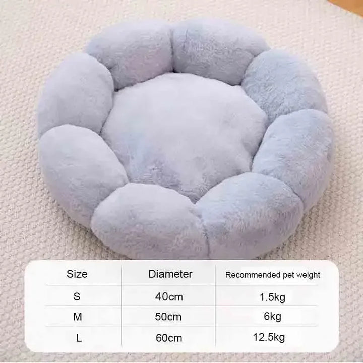 Plush Pet Bed – Winter Warm Calming Round Cat & Dog Bed