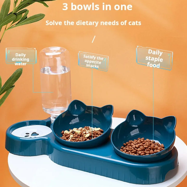 Pet Bowls with Water Feeder, 3 in 1 Ear Designer