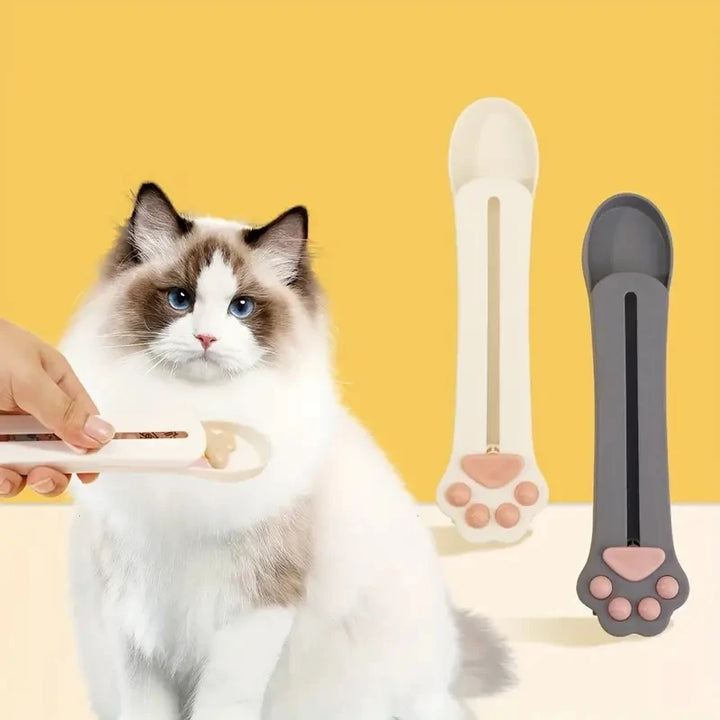 Cat Treat Dispenser Spoon, Pet Snack Feeding Spoon, Plastic Cat Treat Squeeze Spoon, Creamy Snack Extruder, Pet Feeding Tool for