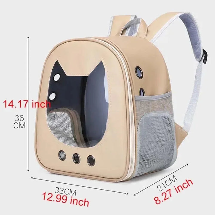 Pet Supplies Cat Carrier Bag PU Travel Backpack