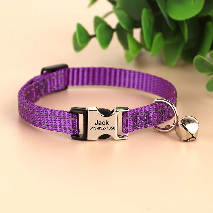 Personalized cat collar for puppies, adjustable