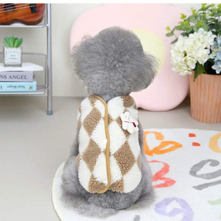 Dog Clothes Plaid Fleece Pet Jacket for Dogs