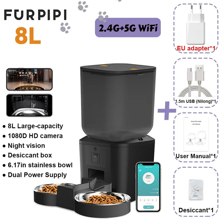 Furpipi 8L Smart Automatic Cat Feeder – Camera