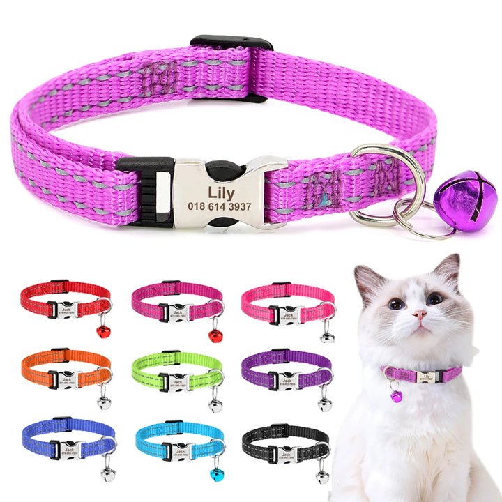 Personalized cat collar for puppies, adjustable