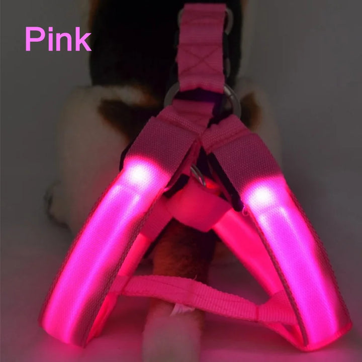 Adjustable LED Dog Harness No Pull Small Medium Glowing Nylon Breast-Band Night Safety Arnes Perro Dropship Pets Dog Accessories