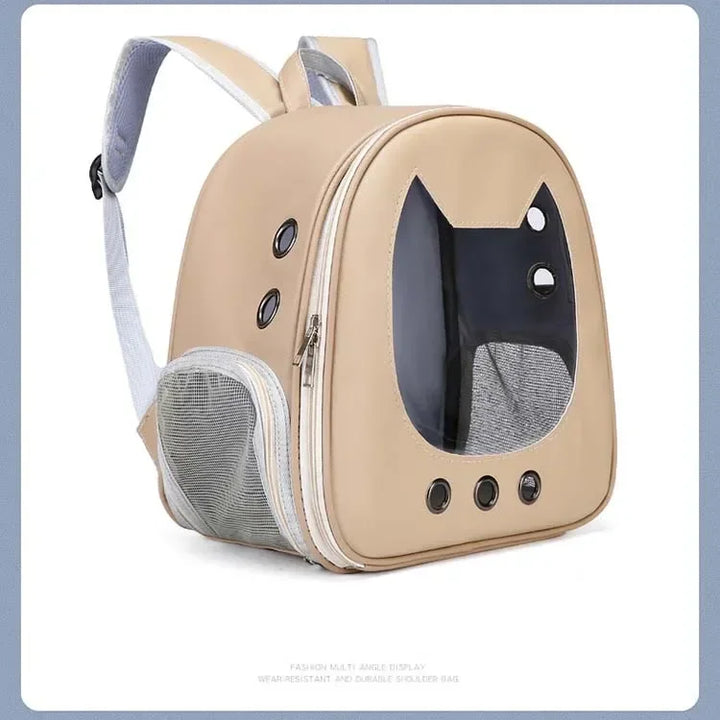 Pet Supplies Cat Carrier Bag PU Travel Backpack