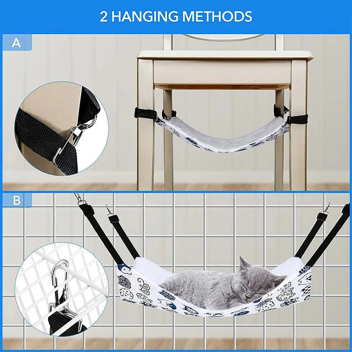 Hanging cat hammock with adjustable straps