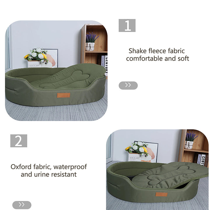 Polar Fleece Dog Bed Waterproof 600D Oxford Cloth and Winter Warm Polar Fleece Double Sided Available Suitable for All Seasons