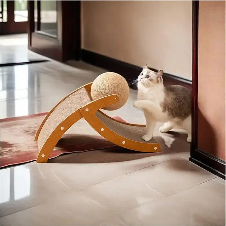 Cat Scratch Board Built-In Sisal Rotatable Ball Cat Scratch Pad Door Clips Furniture Protectors From Scratching Pets Exercise To