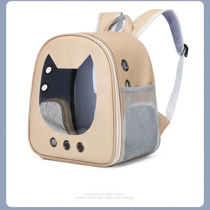 Pet Supplies Cat Carrier Bag PU Travel Backpack