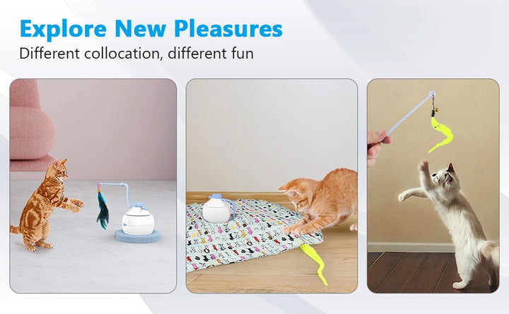 Cat Tower 3 Modes Interactive Motorized Wand Kitten Toys Electronic Exercise Pet Toy for Indoor Cats Automatic Motion Cat Toys