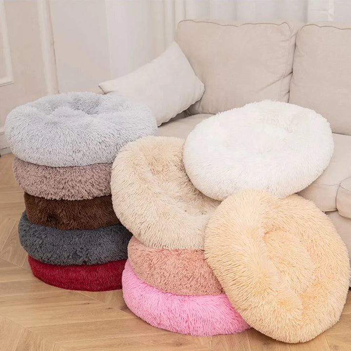 🐾 Round Plush Dog and Cat Bed – Donut Mat