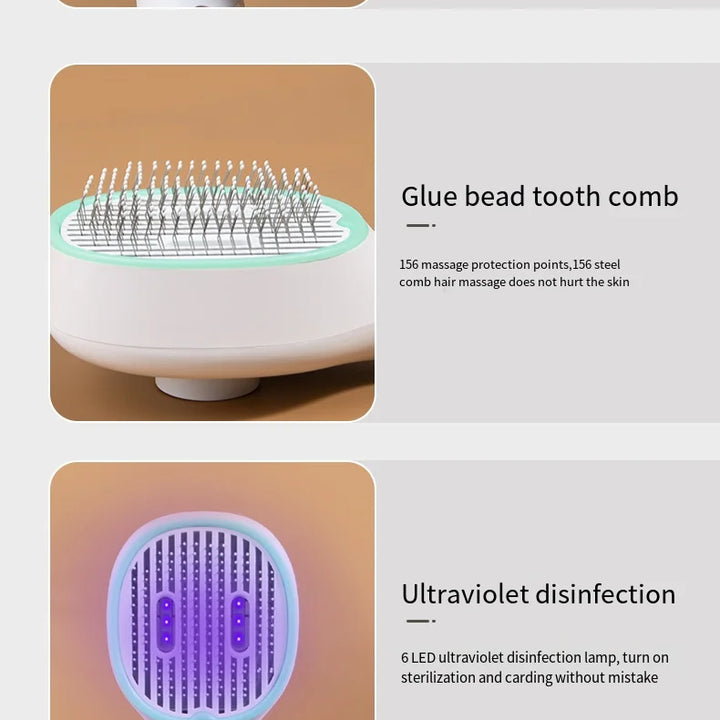 Pet Rounded Comb with UV Sterilization – USB Charging