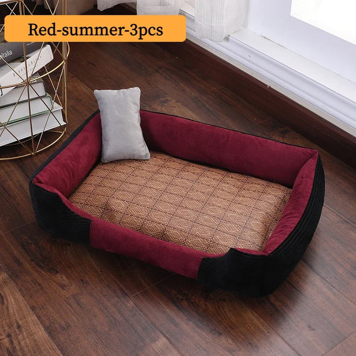 Bed for Dog Cat Pet Square Plush Kennel Medium Small Dog Sofa Bed Cushion Pet Calming Dog Bed House Pet Supplies Accessories