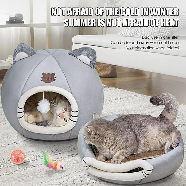 Deep Sleep Cat Bed Cats Cave Hut Soft Calming Pet Sofa Warm Dogs Basket Indoor Cozy Cat House Kitten Nest Cave Pet Accessories