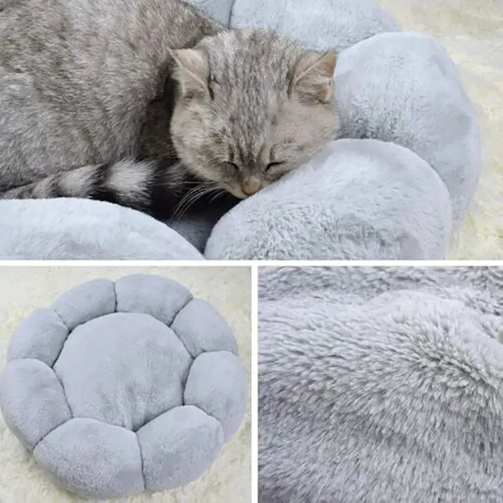 Plush Pet Bed – Winter Warm Calming Round Cat & Dog Bed