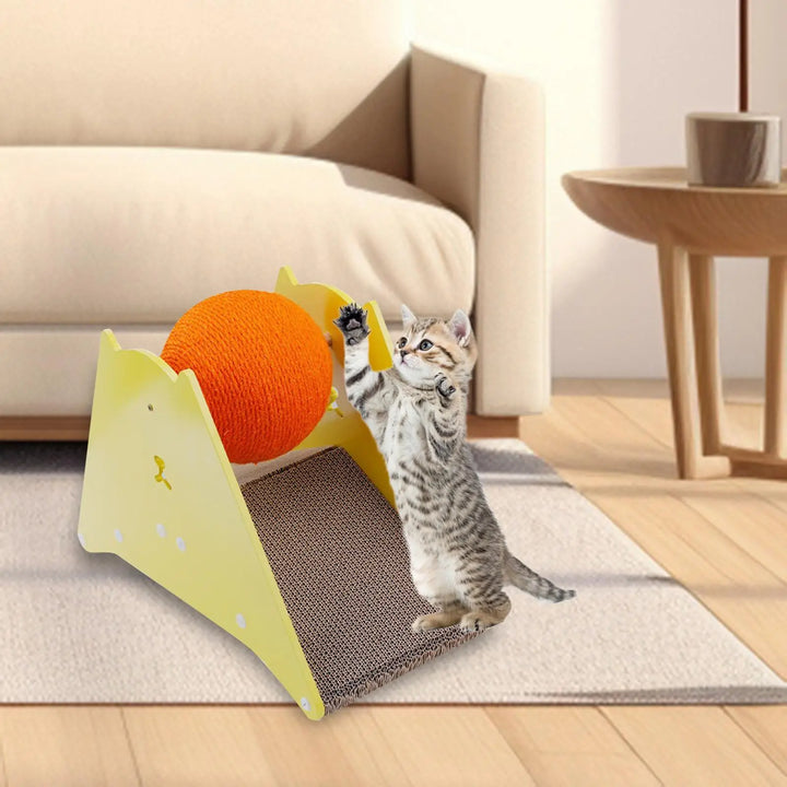 Sisal Cat Scratching Board with Ball, Protecting Furniture, Rotatable Sisal Rope Ball, Grind Claw Cat Scratcher