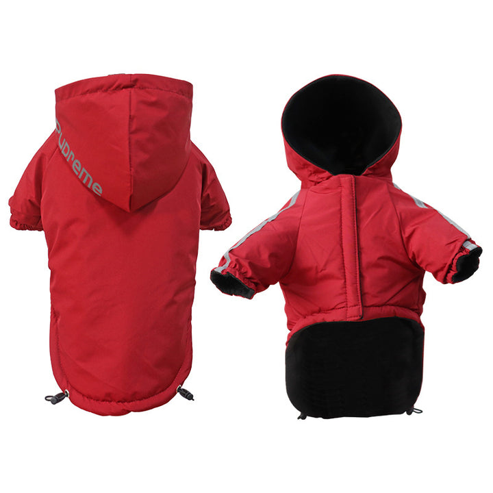 Autumn Winter Pet Dog Waterproof Warm Coat Cotton Hooded Jacket The Dog Face Small Dogs Cat Reflective Pet Clothes Winter Coat