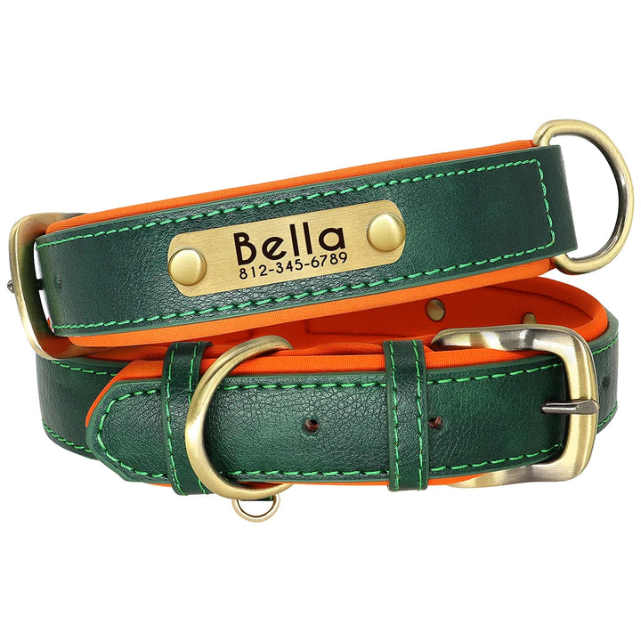 Personalized Leather Dog Leash Set with ID Tag