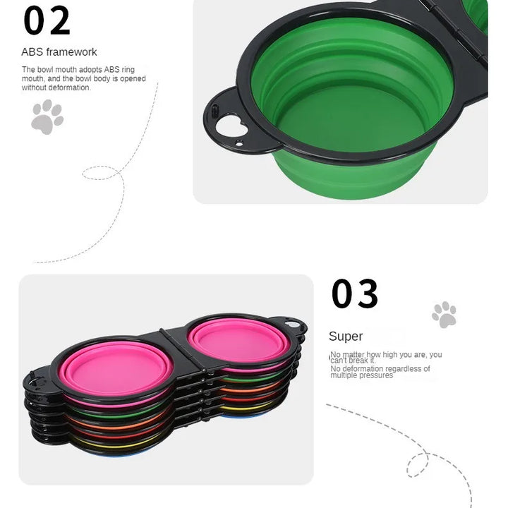 2 in 1 Foldable Double Feeding Bowl – Mini Water Bowl