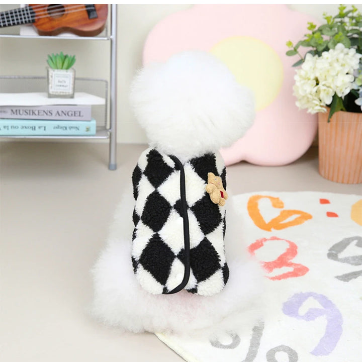 Dog Clothes Plaid Fleece Pet Jacket for Dogs