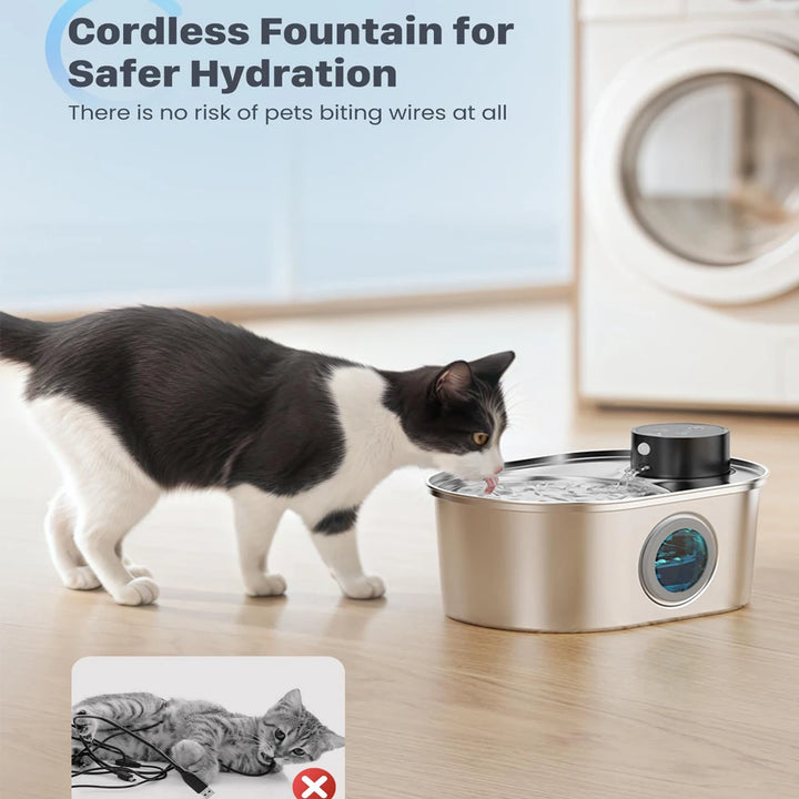 Wireless Stainless Steel Pet Water Fountain Automatic