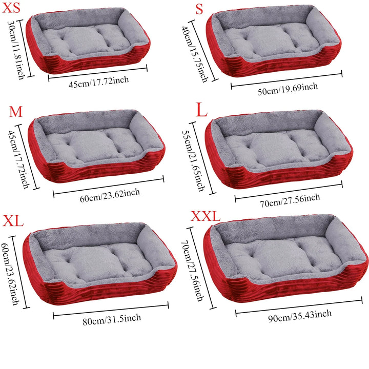 Bed for Dog Cat Pet Square Plush Kennel Medium Small Dog Sofa Bed Cushion Pet Calming Dog Bed House Pet Supplies Accessories