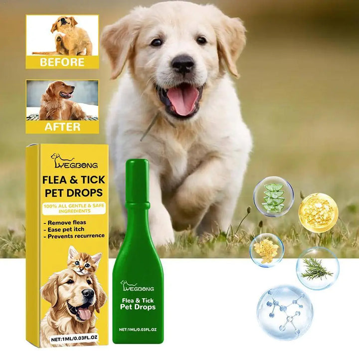 Anti-flea and tick treatment drops for dogs and cats