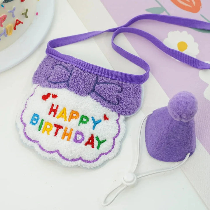 Cat Birthday Scarf Hat Set Dog Birthday Party Supplies Pet Scarf Cute Puppy Birthday Hat Scarf Decor For Small Medium Pets 2024