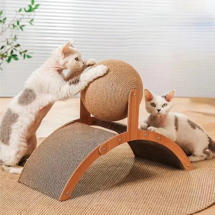 Cat Grabbing Board Wood Cats Climbing Frame Vertical Scratch Resistant Cat Toy Rotating Sisal Rope Cats Grabbing Ball Cat Tower