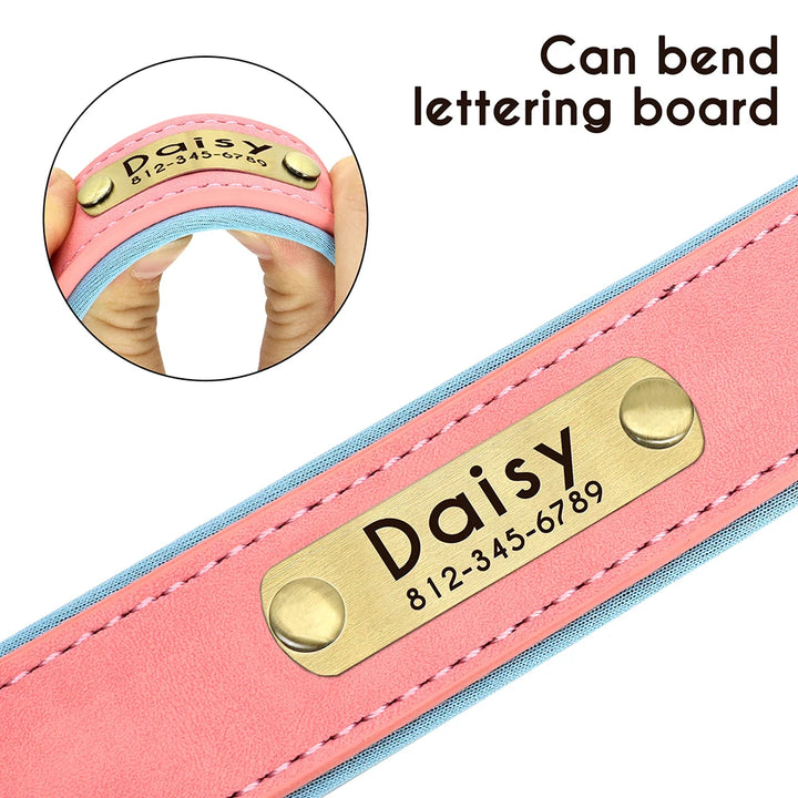 Personalized Leather Dog Leash Set with ID Tag