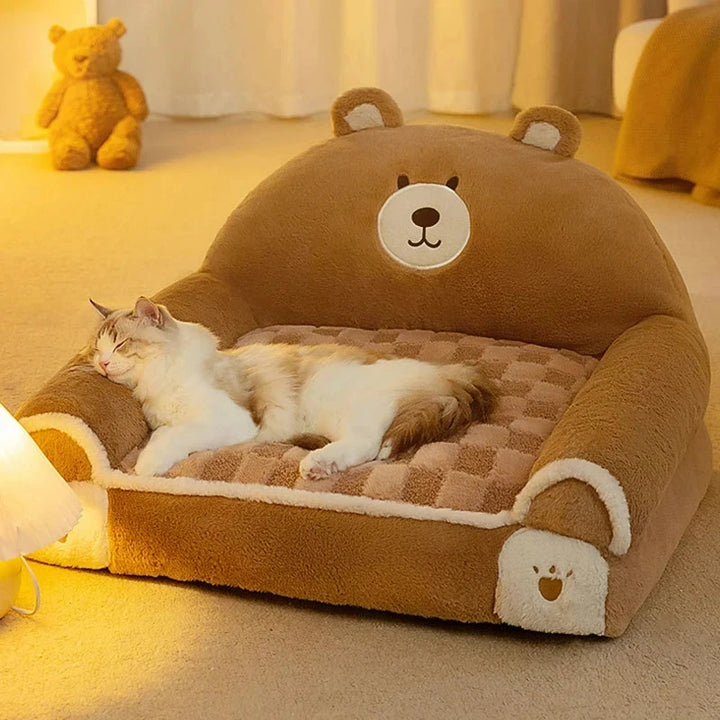 Winter Warm Cat Bed, Soft Plush Pet Sofa for Small Dogs