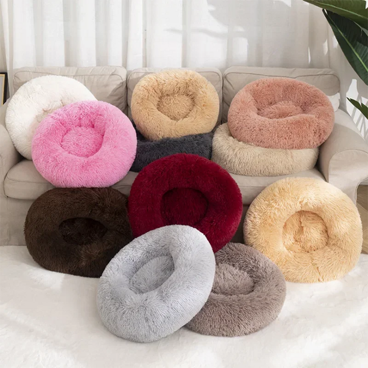 🐾 Round Plush Dog and Cat Bed – Donut Mat