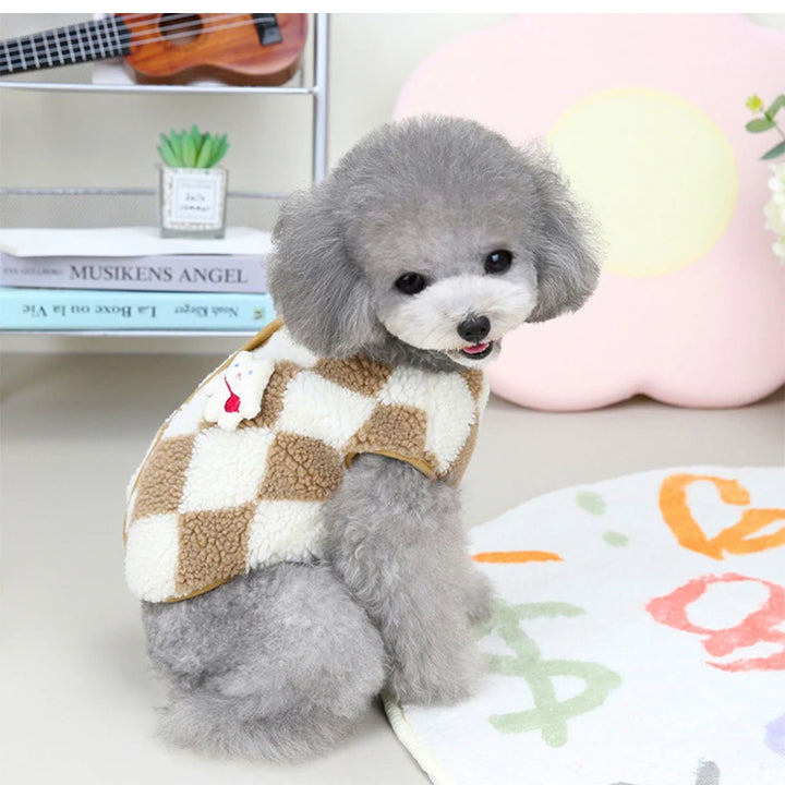 Dog Clothes Plaid Fleece Pet Jacket for Dogs