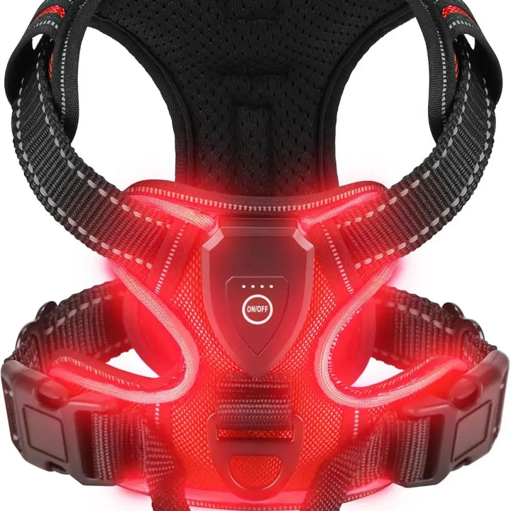 LED Light Up Dog Harness No Pull Adjustable Rechargeable Pet Vest Harness Small Medium Large Dogs Outdoor Walking Pet Supplies