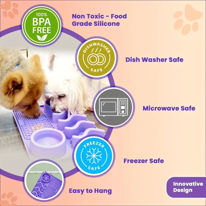 Pet Licking Pad Slow Feeding Dog Bowl Set