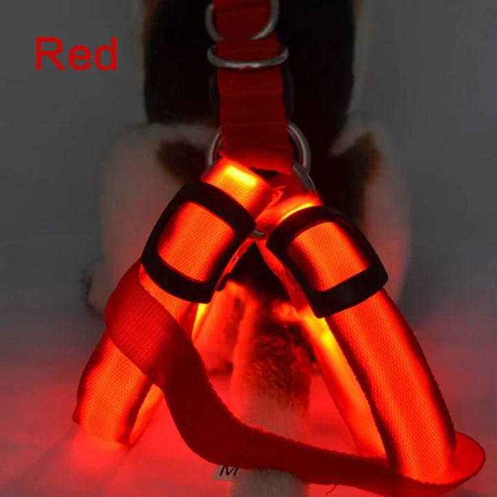 Adjustable LED Dog Harness No Pull Small Medium Glowing Nylon Breast-Band Night Safety Arnes Perro Dropship Pets Dog Accessories