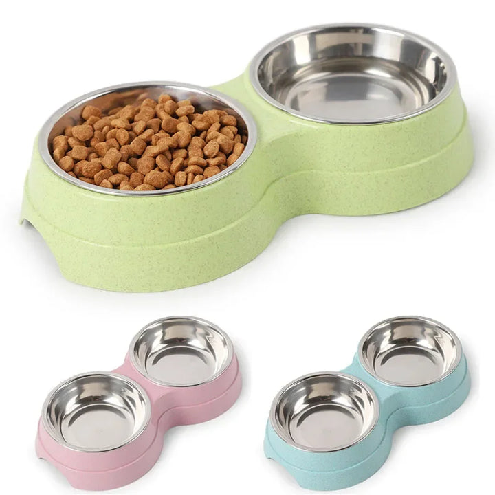 Double Pet Bowls – Stainless Steel Food and Water Feeder