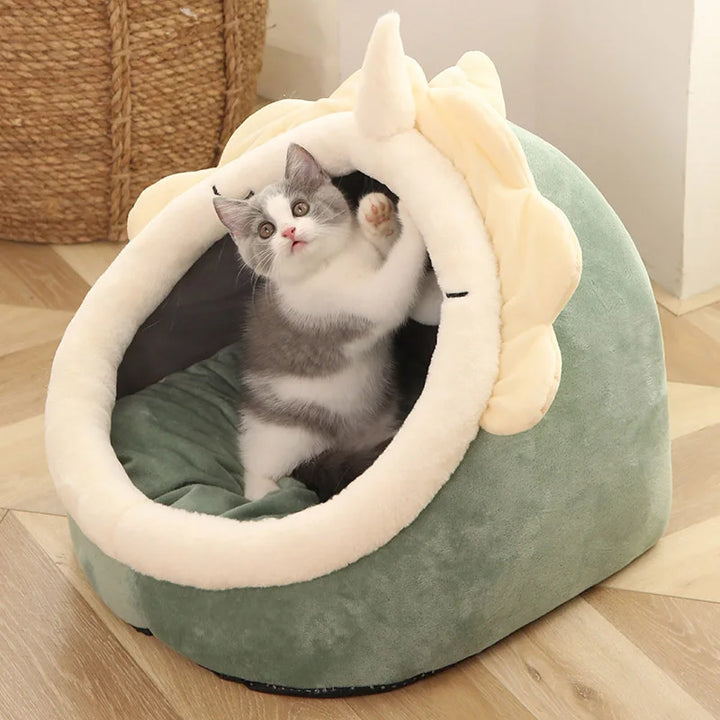 Cozy Cartoon Cat Bed - Foldable and Washable