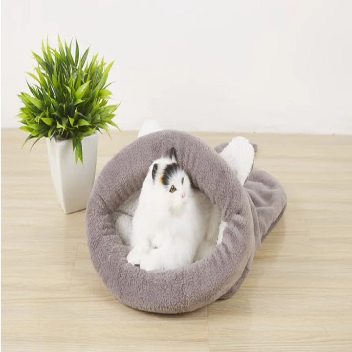 Warm Coral Fleece Cat Sleeping Bag Bed for Kittens