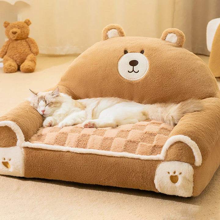 Winter Warm Cat Bed, Soft Plush Pet Sofa for Small Dogs