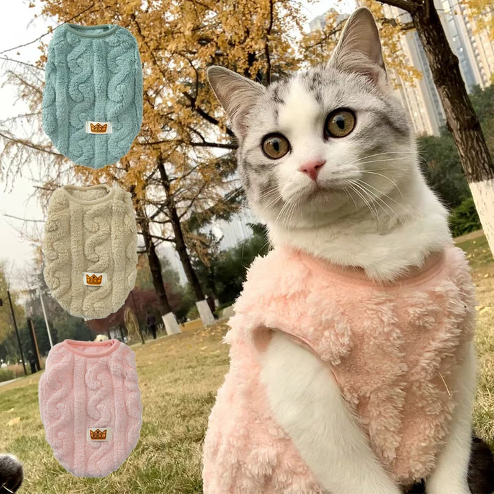 Cat Fleece Sweatshirt Autumn Winter Warm Clothes For Small Medium Dogs Cats Kitten Outdoor Jacket Coat Pet Chihuahua Sweater