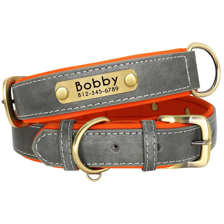 Personalized Leather Dog Leash Set with ID Tag