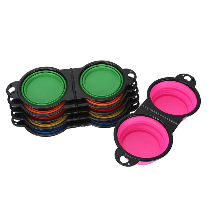 2 in 1 Foldable Double Feeding Bowl – Mini Water Bowl