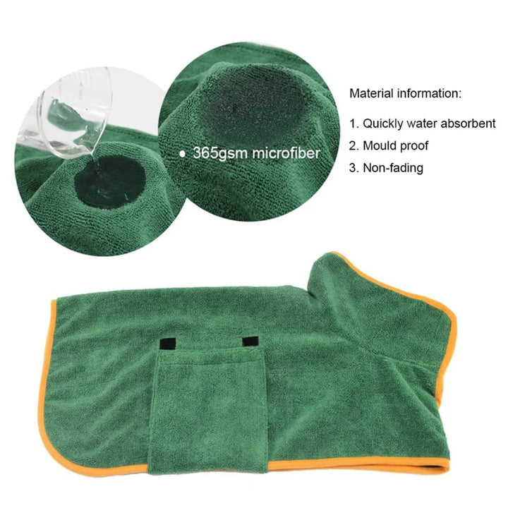 Dog Bath Towel – Adjustable Microfiber Drying Coat