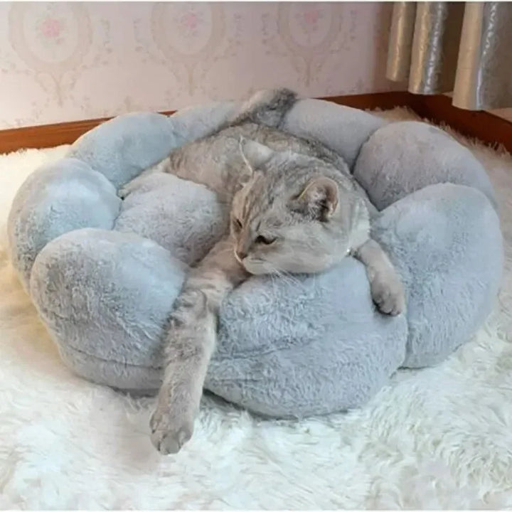 Plush Pet Bed – Winter Warm Calming Round Cat & Dog Bed