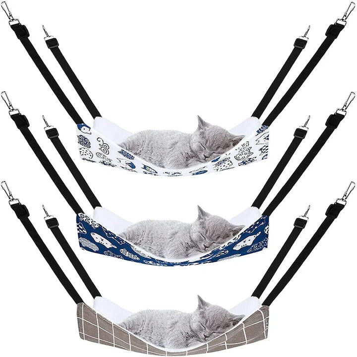 Hanging cat hammock with adjustable straps