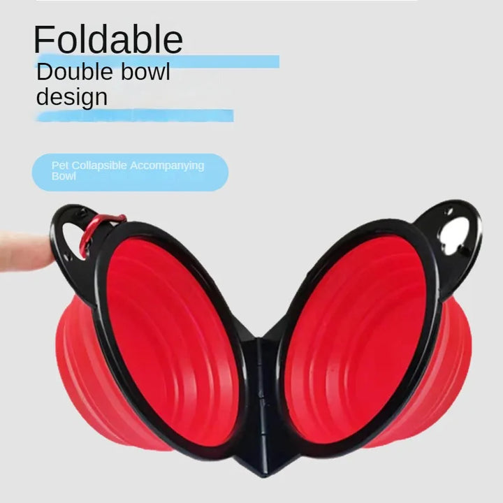 2 in 1 Foldable Double Feeding Bowl – Mini Water Bowl