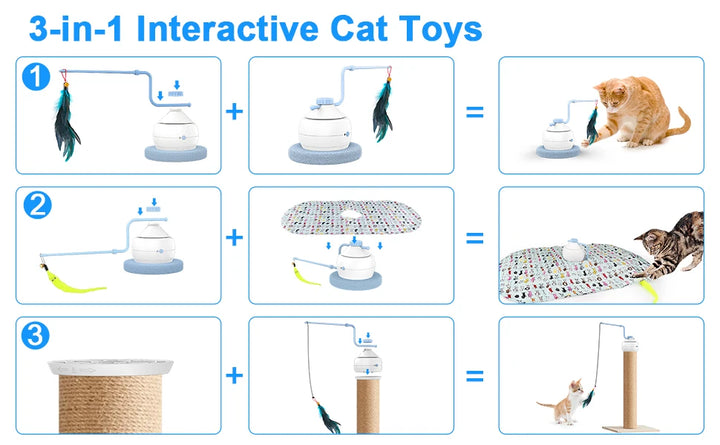 Cat Tower 3 Modes Interactive Motorized Wand Kitten Toys Electronic Exercise Pet Toy for Indoor Cats Automatic Motion Cat Toys